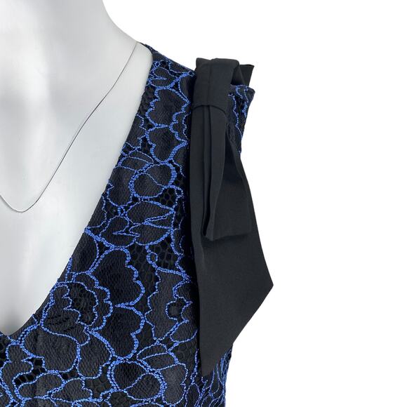 NWT IMNYC Isaac Mizrahi Floral Lace Detail V Neckline Bow Sheath Dress Sz 6 - Picture 2 of 6